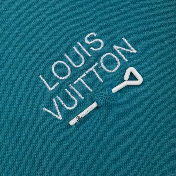 Louis Vuitton Pigeon Blue Embroidered Signature Cotton Hoodie - Picture 6 of 14